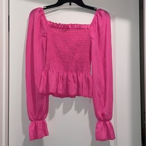 Hot pink smocked long sleeve top!